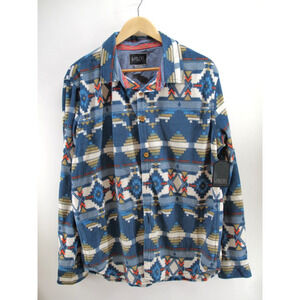 Mens Valor Collective Tribal Aztec Print Fleece Button Down Long‎ Sleeve Shirt L